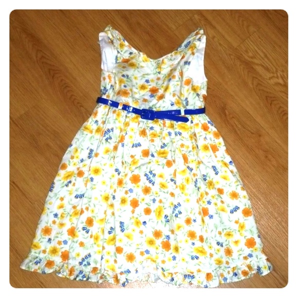 Dress Blue Yellow Green Orange White - Picture 1 of 2